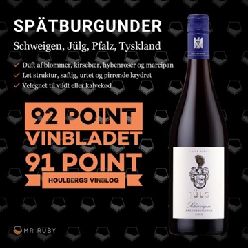 2020 Spätburgunder Schweigen, Weingut Jülg, Pfalz, Tyskland